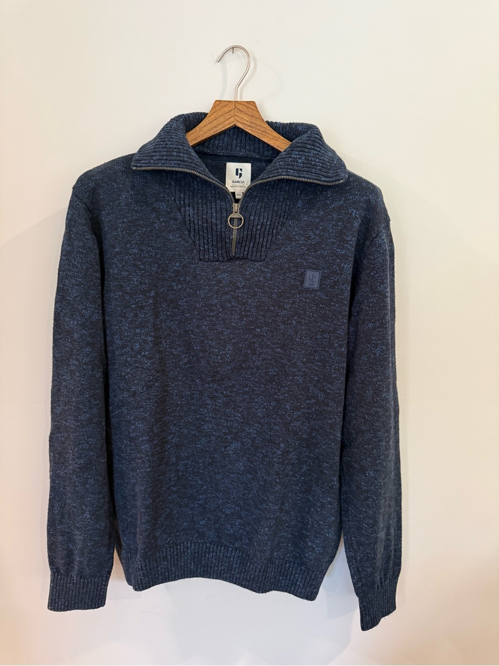 Garcia Quarter Zip Knit Sweater – Blue Marl (XXL)
